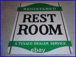 Vintage Texaco Restroom Registered Men & Woman 12 Porcelain Metal Gasoline Sign