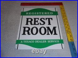 Vintage Texaco Restroom Registered Men & Woman 12 Porcelain Metal Gasoline Sign