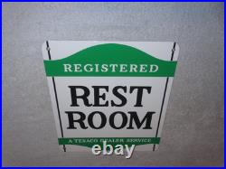 Vintage Texaco Restroom Registered Men & Woman 12 Porcelain Metal Gasoline Sign