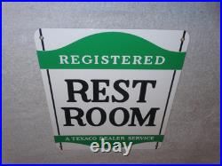 Vintage Texaco Restroom Registered Men & Woman 12 Porcelain Metal Gasoline Sign