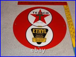 Vintage Texaco With Ethyl Gasoline 8 Ball? 11 3/4 Porcelain Metal Gas Oil Sign