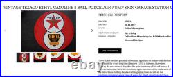 Vintage Texaco With Ethyl Gasoline 8 Ball? 11 3/4 Porcelain Metal Gas Oil Sign