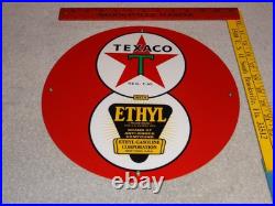 Vintage Texaco With Ethyl Gasoline 8 Ball? 11 3/4 Porcelain Metal Gas Oil Sign