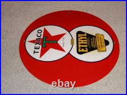 Vintage Texaco With Ethyl Gasoline 8 Ball? 11 3/4 Porcelain Metal Gas Oil Sign