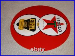 Vintage Texaco With Ethyl Gasoline 8 Ball? 11 3/4 Porcelain Metal Gas Oil Sign