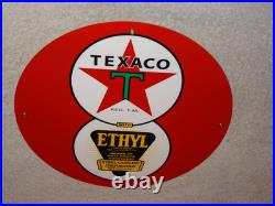 Vintage Texaco With Ethyl Gasoline 8 Ball? 11 3/4 Porcelain Metal Gas Oil Sign