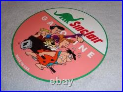 Vintage The Flintstones +sinclair Gasoline Broken Car 12 Metal Tv Show Oil Sign