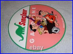 Vintage The Flintstones +sinclair Gasoline Broken Car 12 Metal Tv Show Oil Sign