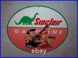Vintage The Flintstones +sinclair Gasoline Broken Car 12 Metal Tv Show Oil Sign