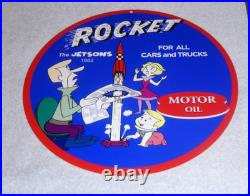 Vintage The Jetsons Animated Tv Show Cartoon? Rocket Motor Oil 12 Metal Sign