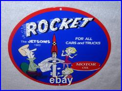 Vintage The Jetsons Animated Tv Show Cartoon? Rocket Motor Oil 12 Metal Sign