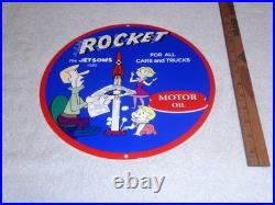 Vintage The Jetsons Animated Tv Show Cartoon? Rocket Motor Oil 12 Metal Sign