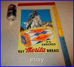 Vintage The Lone Ranger Merita Bread Metal Tv Show Gasoline Oil Advertising Sign