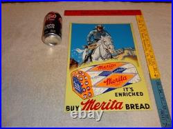 Vintage The Lone Ranger Merita Bread Metal Tv Show Gasoline Oil Advertising Sign