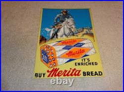 Vintage The Lone Ranger Merita Bread Metal Tv Show Gasoline Oil Advertising Sign