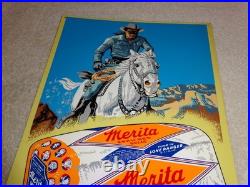 Vintage The Lone Ranger Merita Bread Metal Tv Show Gasoline Oil Advertising Sign
