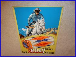 Vintage The Lone Ranger Merita Bread Metal Tv Show Gasoline Oil Advertising Sign
