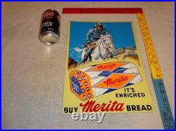 Vintage The Lone Ranger Merita Bread Metal Tv Show Gasoline Oil Advertising Sign