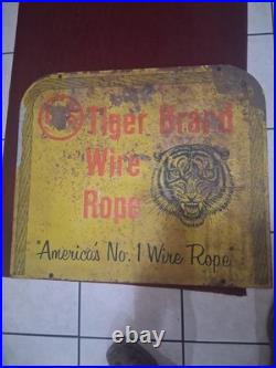 Vintage Tiger Brand Wire Rope Sign Metal Double Sided