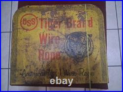Vintage Tiger Brand Wire Rope Sign Metal Double Sided