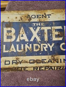 Vintage Tin Over Cardboard Baxter Laundry Sign Dry Cleaning Shoe Repair 19x12 in