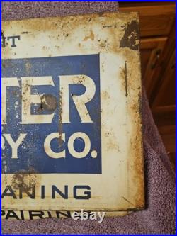 Vintage Tin Over Cardboard Baxter Laundry Sign Dry Cleaning Shoe Repair 19x12 in
