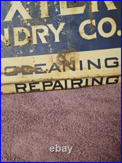 Vintage Tin Over Cardboard Baxter Laundry Sign Dry Cleaning Shoe Repair 19x12 in