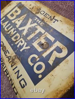 Vintage Tin Over Cardboard Baxter Laundry Sign Dry Cleaning Shoe Repair 19x12 in