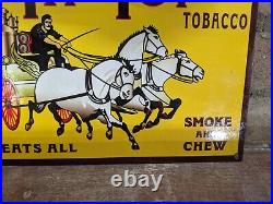 Vintage Tip Top Cigar Pipe Tobacco Porcelain Metal Gas Ad Sign 12 X 8