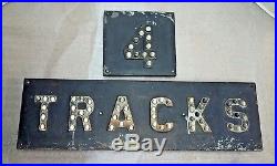 Vintage Tracks 4 Railroad Track Sign Marbles Reflectors Metal
