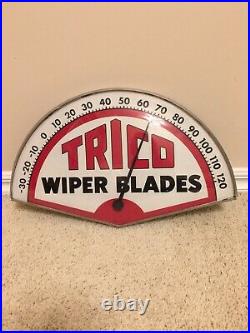 Vintage Trico Wiper Blades Metal Sign Thermometer, Pristine