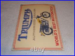 Vintage Triumph Motorcycles Dealer 14 X 10 Porcelain Metal Gasoline & Oil Sign