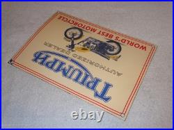 Vintage Triumph Motorcycles Dealer 14 X 10 Porcelain Metal Gasoline & Oil Sign