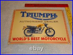 Vintage Triumph Motorcycles Dealer Porcelain Metal Gasoline Oil Sign