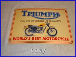 Vintage Triumph Motorcycles Dealer Porcelain Metal Gasoline Oil Sign