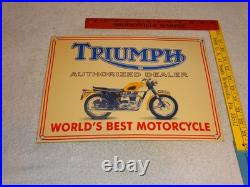 Vintage Triumph Motorcycles Dealer Porcelain Metal Gasoline Oil Sign