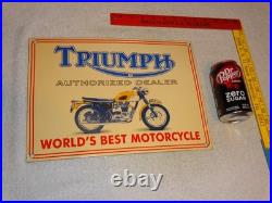 Vintage Triumph Motorcycles Dealer Porcelain Metal Gasoline Oil Sign