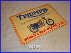 Vintage Triumph Motorcycles Dealer Porcelain Metal Gasoline Oil Sign