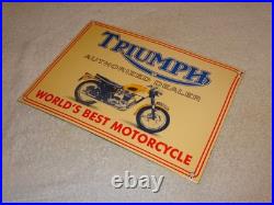 Vintage Triumph Motorcycles Dealer Porcelain Metal Gasoline Oil Sign