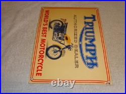 Vintage Triumph Motorcycles Dealer Porcelain Metal Gasoline Oil Sign