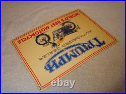 Vintage Triumph Motorcycles Dealer Porcelain Metal Gasoline Oil Sign