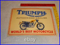 Vintage Triumph Motorcycles Dealer Porcelain Metal Gasoline Oil Sign