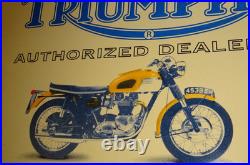 Vintage Triumph Motorcycles Dealer Porcelain Metal Gasoline Oil Sign