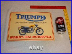 Vintage Triumph Motorcycles Dealer Porcelain Metal Gasoline Oil Sign