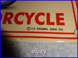 Vintage Triumph Motorcycles Dealer Porcelain Metal Gasoline & Oil Sign Lo Enamel