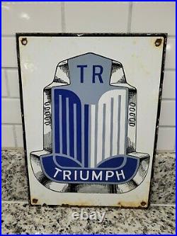Vintage Triumph Motorcycles Porcelain Sign Metal British Dealer Sales Service