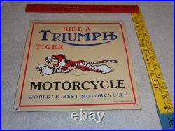 Vintage Triumph T110 Motorcycle Dealer Tiger 10 Porcelain Metal Gasoline? Sign