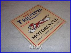 Vintage Triumph T110 Motorcycle Dealer Tiger 10 Porcelain Metal Gasoline? Sign