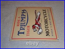 Vintage Triumph T110 Motorcycle Dealer Tiger 10 Porcelain Metal Gasoline? Sign