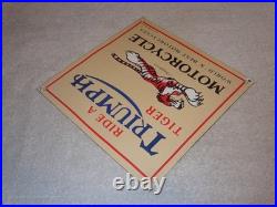 Vintage Triumph T110 Motorcycle Dealer Tiger 10 Porcelain Metal Gasoline? Sign
